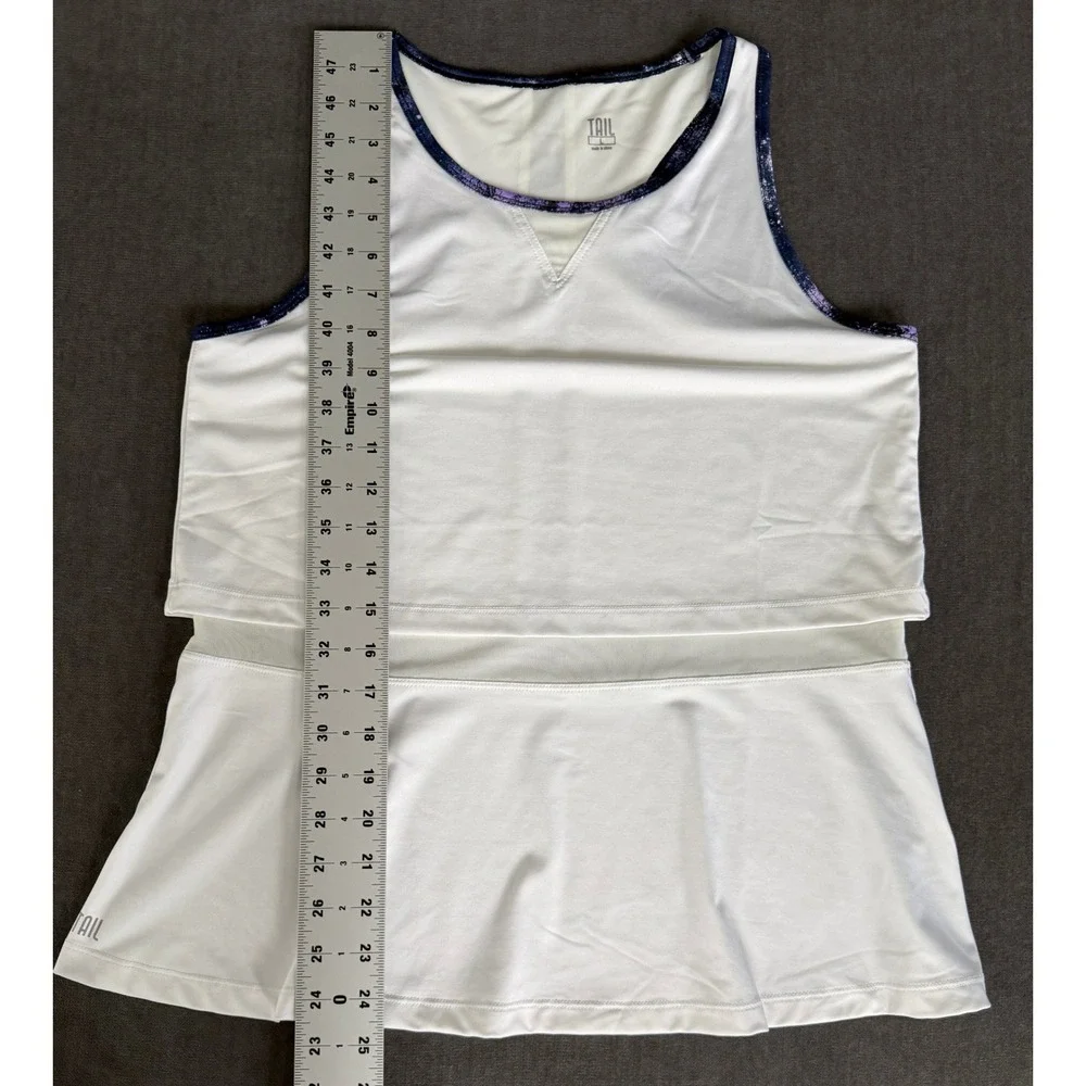 Tail Activewear Layered Mesh Racerback Tennis Tank Top Womens L White Preppy - Picture 7 of 8